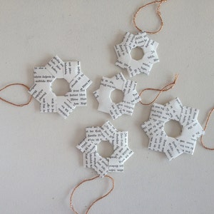 5 stelle di carta origami stelle stelle di Natale decorazioni per l'albero decorazione natalizia realizzata con pagine di libri con filato in rame