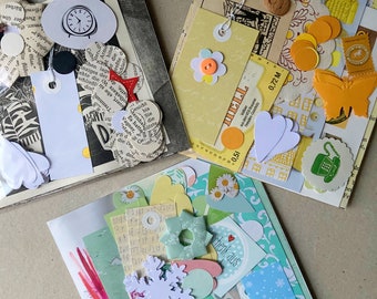 paper kit paper pack mixed media scrapbooking scraps Junk journal art journal smashbook ephemera punches vintage