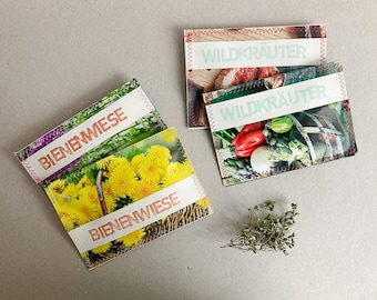 Handmade Seed Packets | Wild Herb or Wildflower Seeds Gift in Upcycled Paper