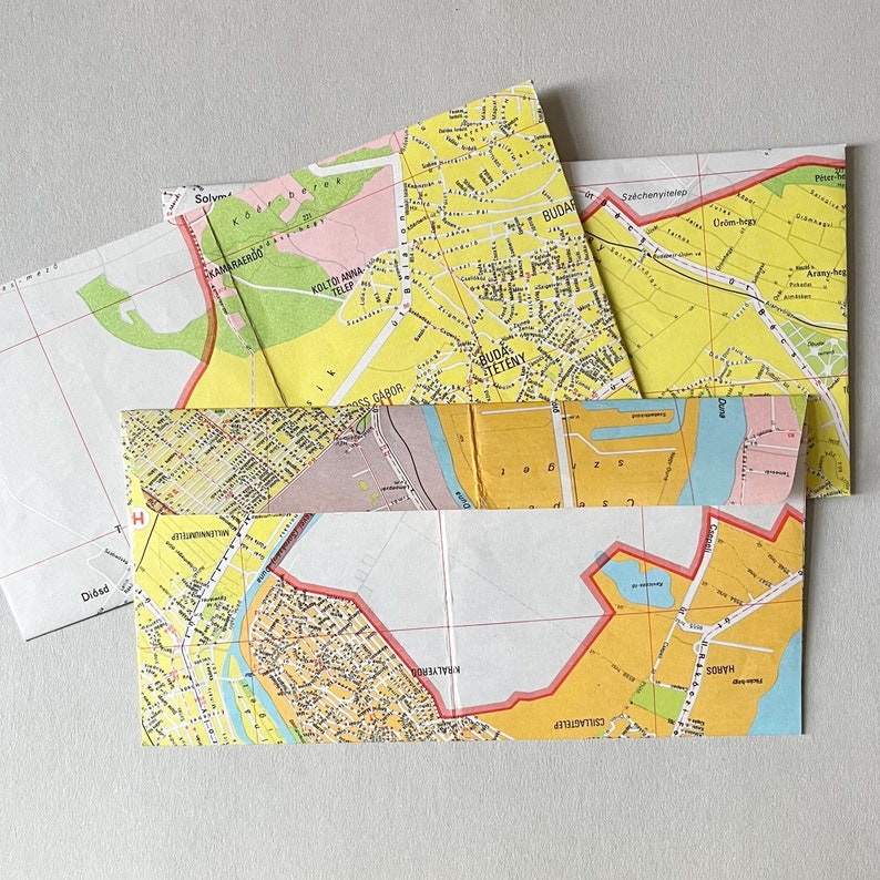 8 envelopes envelopes envelopes envelope origami star set atlas map Budapest Hungary image 3