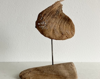 Fisch auf Sockel Treibholz Holz Statue Deko Dekoration maritim 17cm