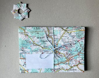10 Vintage Saxony Map Envelopes | Handmade Envelopes + Origami Star