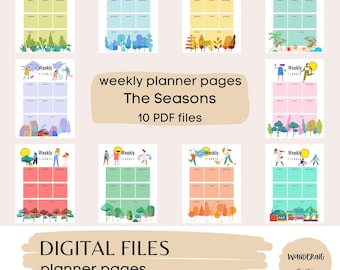 Weekly Planner Printable Pages, Commercial Use, 10 pages