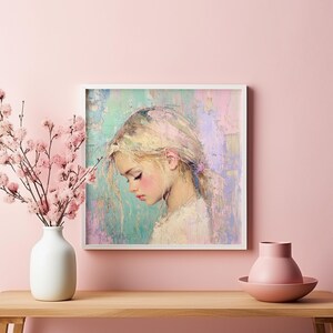Portrait of a Girl Printable Wall Art, Nursery Decor, Girls Room Art, Feminine Decor, Digital Art Print