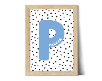 Personalized Initial Name Print: Boys Nursery Decor (Digital Download)