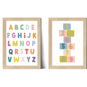 Alphabet Poster, Numbers Poster, Nursery Wall Art, Kids Room Decor, 2 Prints Set, Playroom Art, Alphabet Print, Numbers Print