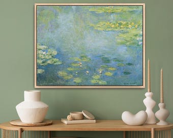 Monet Water Lilies Framed Canvas Print: Archival Quality Wall Art