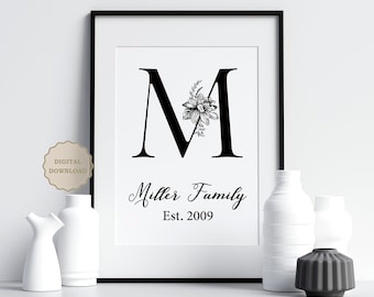 Personalized Family Name Monogram Art Print (Digital Download)