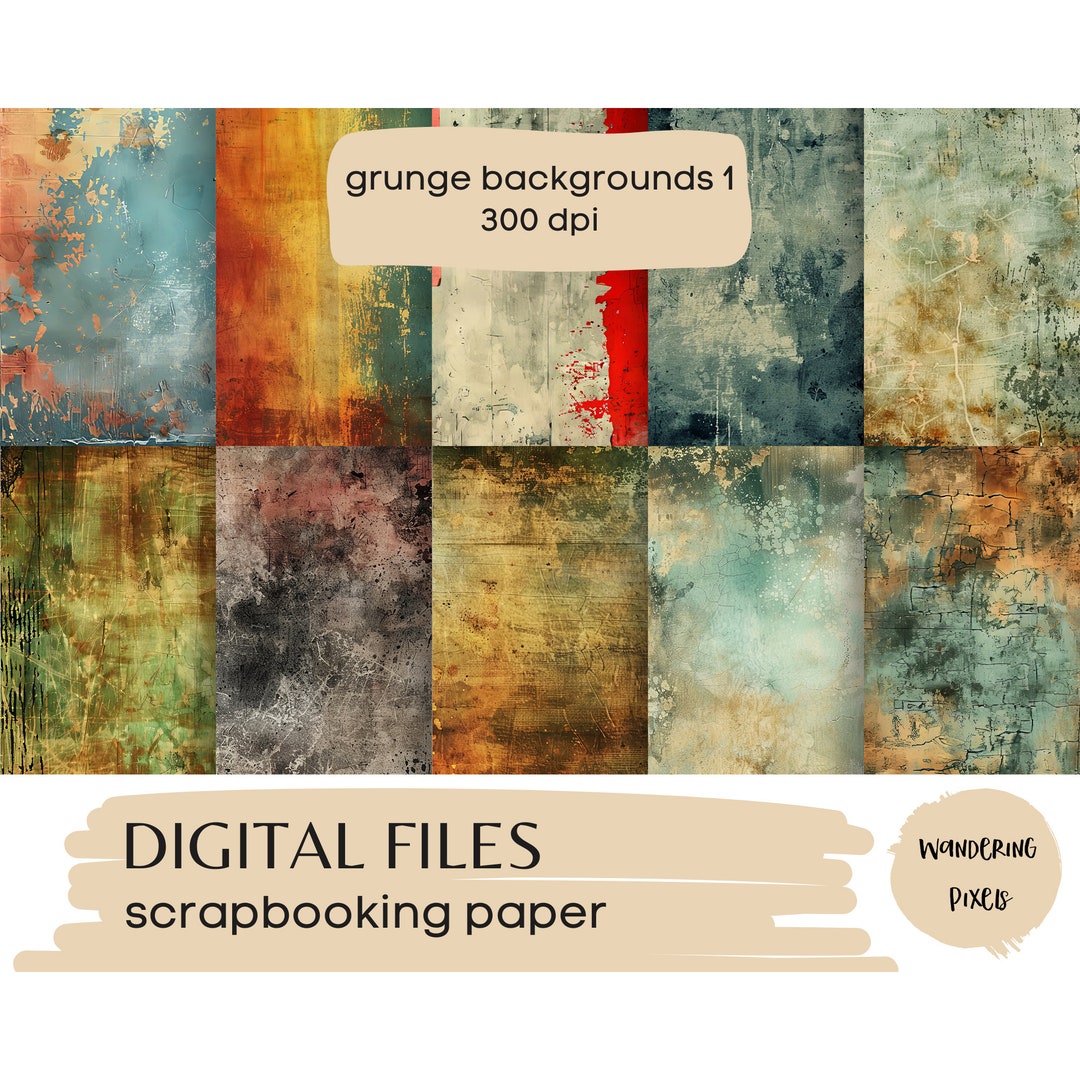 Grunge Backgrounds Digital Paper Pack, Junk Journal Pages, Instant ...