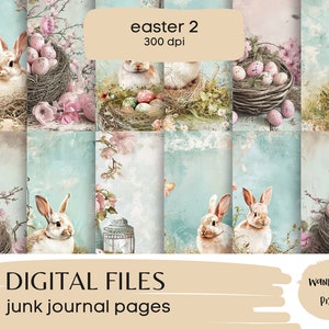 Pastel Easter Dreams Digital Papers Set, Spring Theme Junk Journal Pages, Instant Download Commercial Use, 12 files image 5