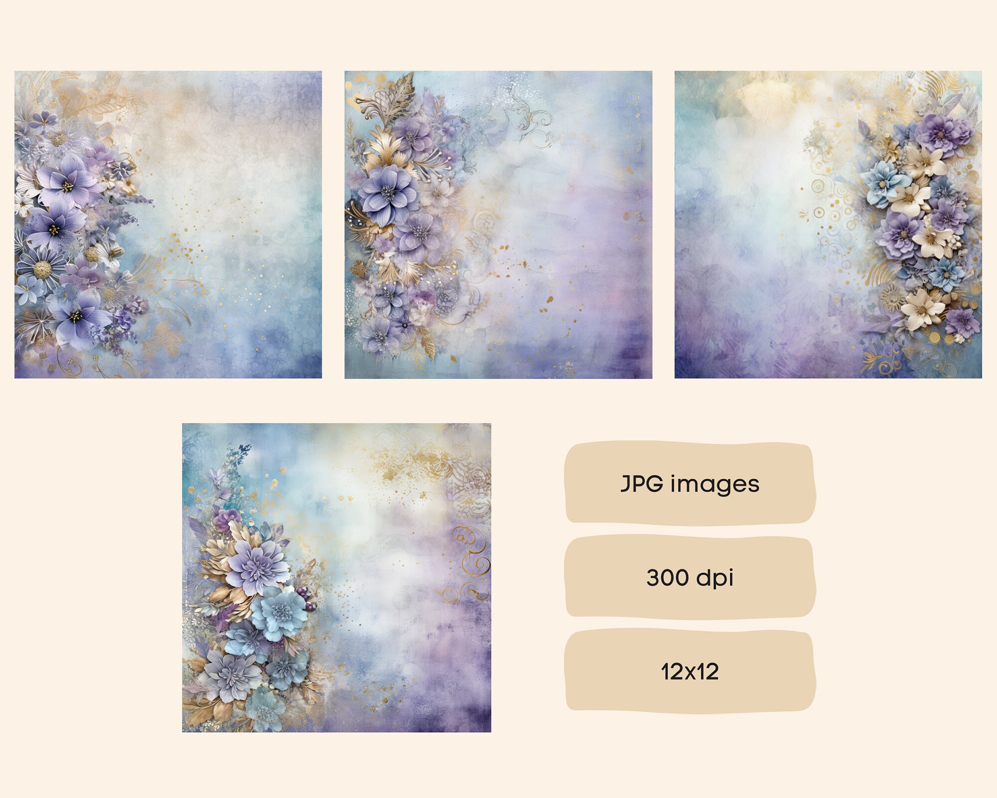 Floral Dreams Digital Paper Pack, Junk Journal Pages, Instant Download ...