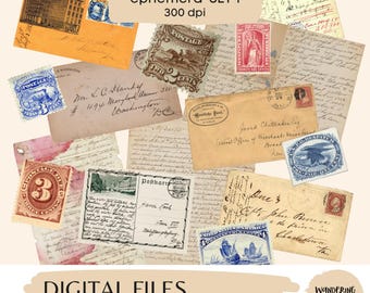 Vintage Postal Ephemera: Printable Letters, Stamps, and Envelopes (Digital Download)