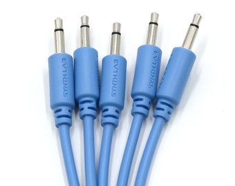 Eurorack Patch Cables BLUE, 5 Pack, 6 different lengths, Synthesizer Patch Cables, Mono Patch Cables, Synth Patch Cables, Color BLUE