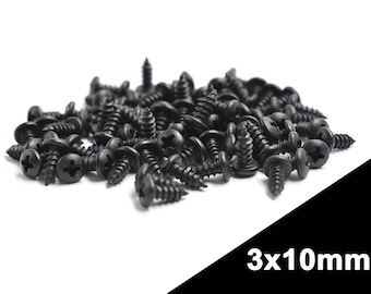 Schwarze Holzschrauben 3x10mm, Pan Head, Phillips PH1, BLACK