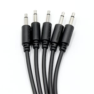 Eurorack Patch Cables BLACK, 5 Pack, 6 different lengths, Synthesizer Patch Cables, Mono Patch Cables, DIY Synth Patch Cables, Color BLACK