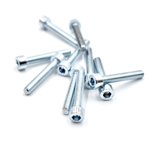 Screws M5x30mm, Cheese Head, Imbus, Steel, Zink Finish, 10pcs