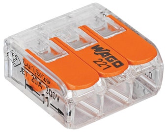 Wire split terminal, Wire Quick Splice, WAGO 221-413, 3 Way Terminal