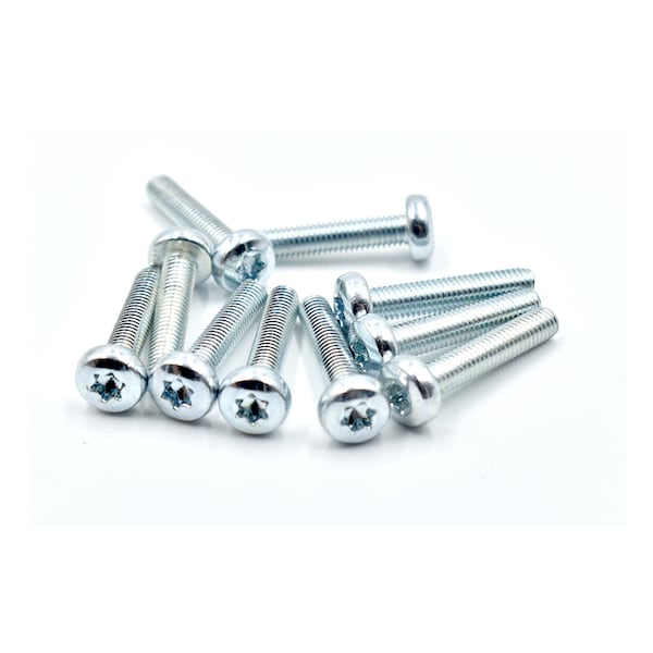 Screws M5x25mm, Cheese Head, Torx, Steel, Zink Finish, 10pcs