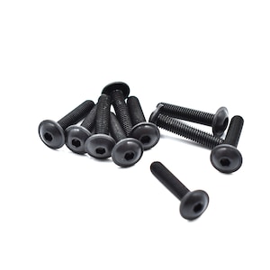 Tornillos M5x25mm, con brida, cabezal de botón, Imbus, acero, acabado negro, 10pcs