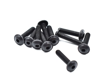 Screws M5x25mm, With Flange, Button Head, Imbus, Steel, Black Finish, 10pcs