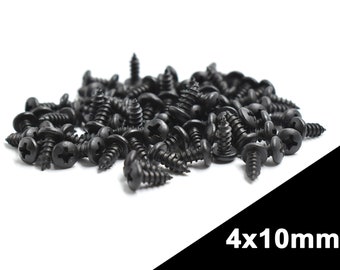 Schwarze Holzschrauben 4x10mm, Pfannenkopf, Phillips PH1, SCHWARZ