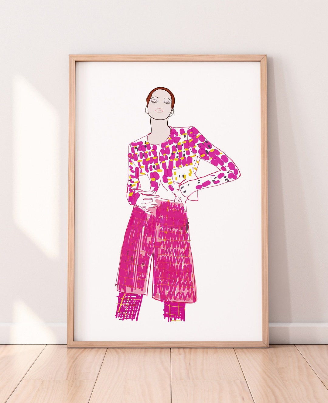 Modern Fashion Illustration, Printable Wall Art, Living Room Decor ...
