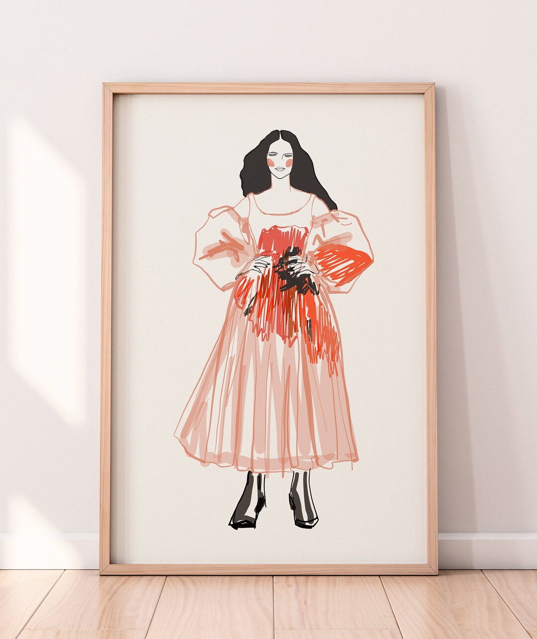 Modern Fashion Illustration Wall Art Print, Vogue Magazine Inspired