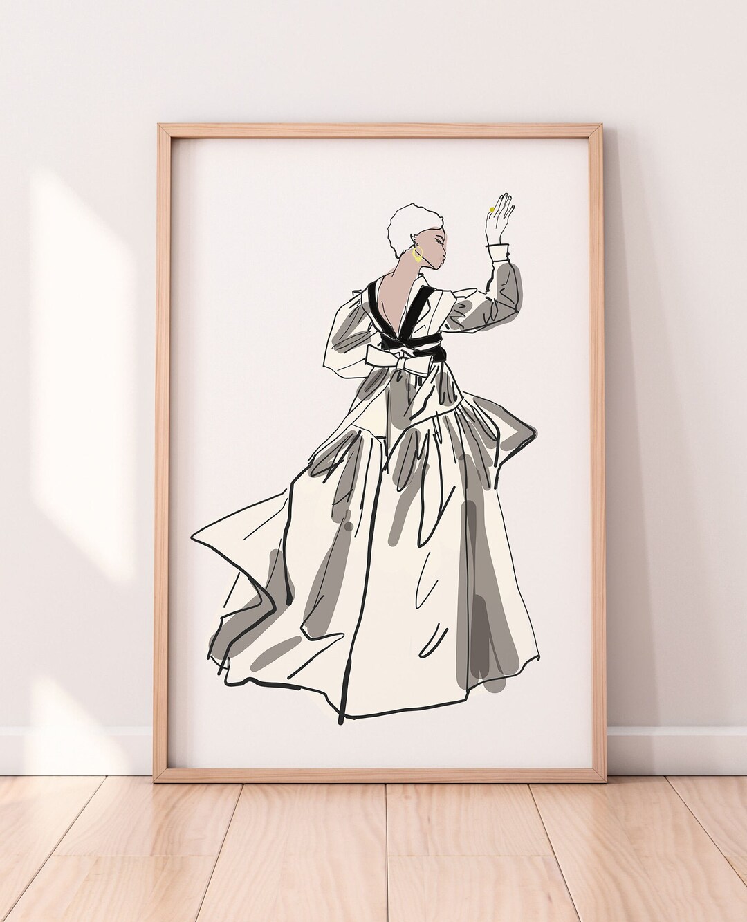 Modern Fashion Illustration Wall Art, Vogue Magazine Inspired,ribbon
