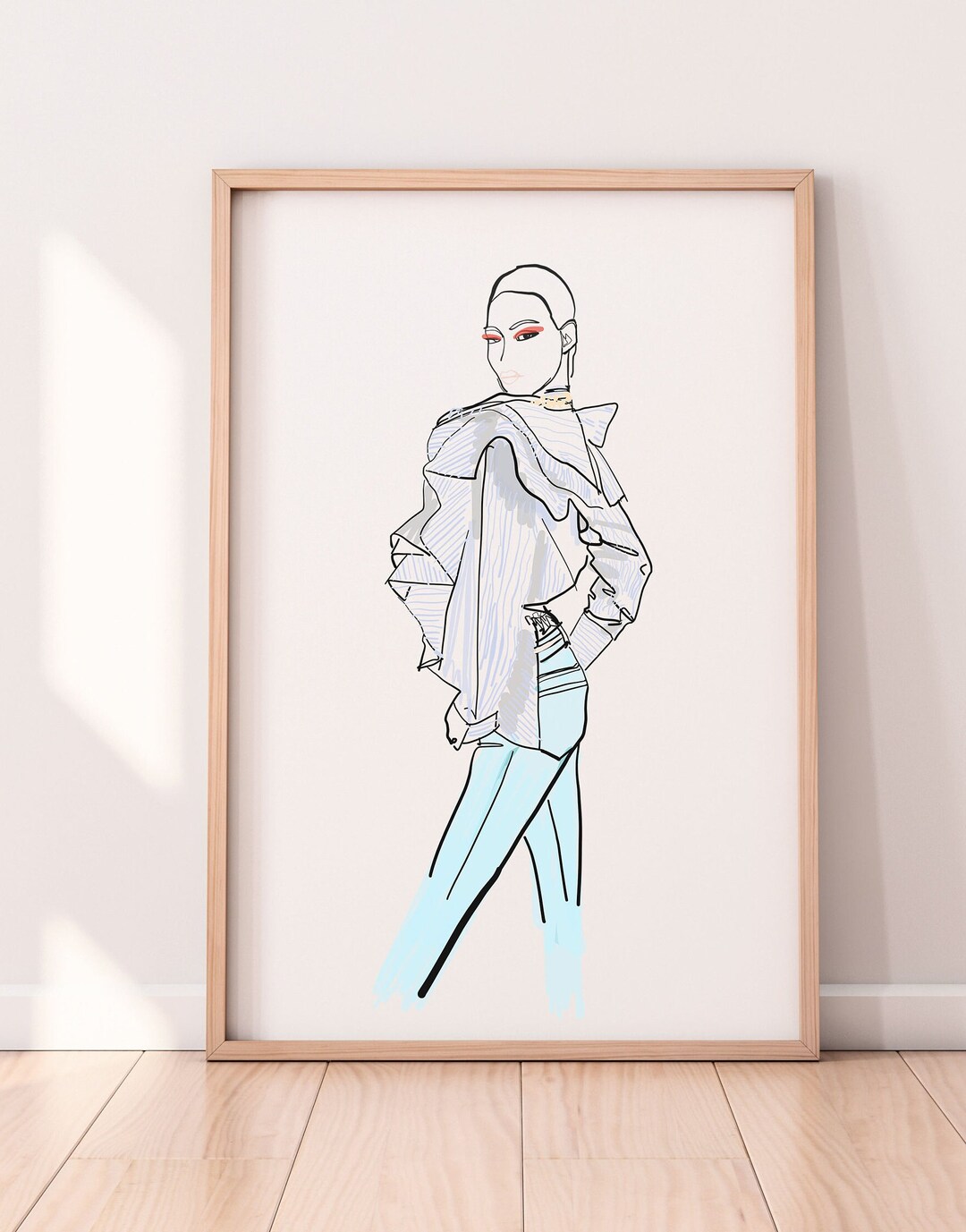 Modern Fashion Illustration Wall Art, Vogue Magazine Inspired,ribbon