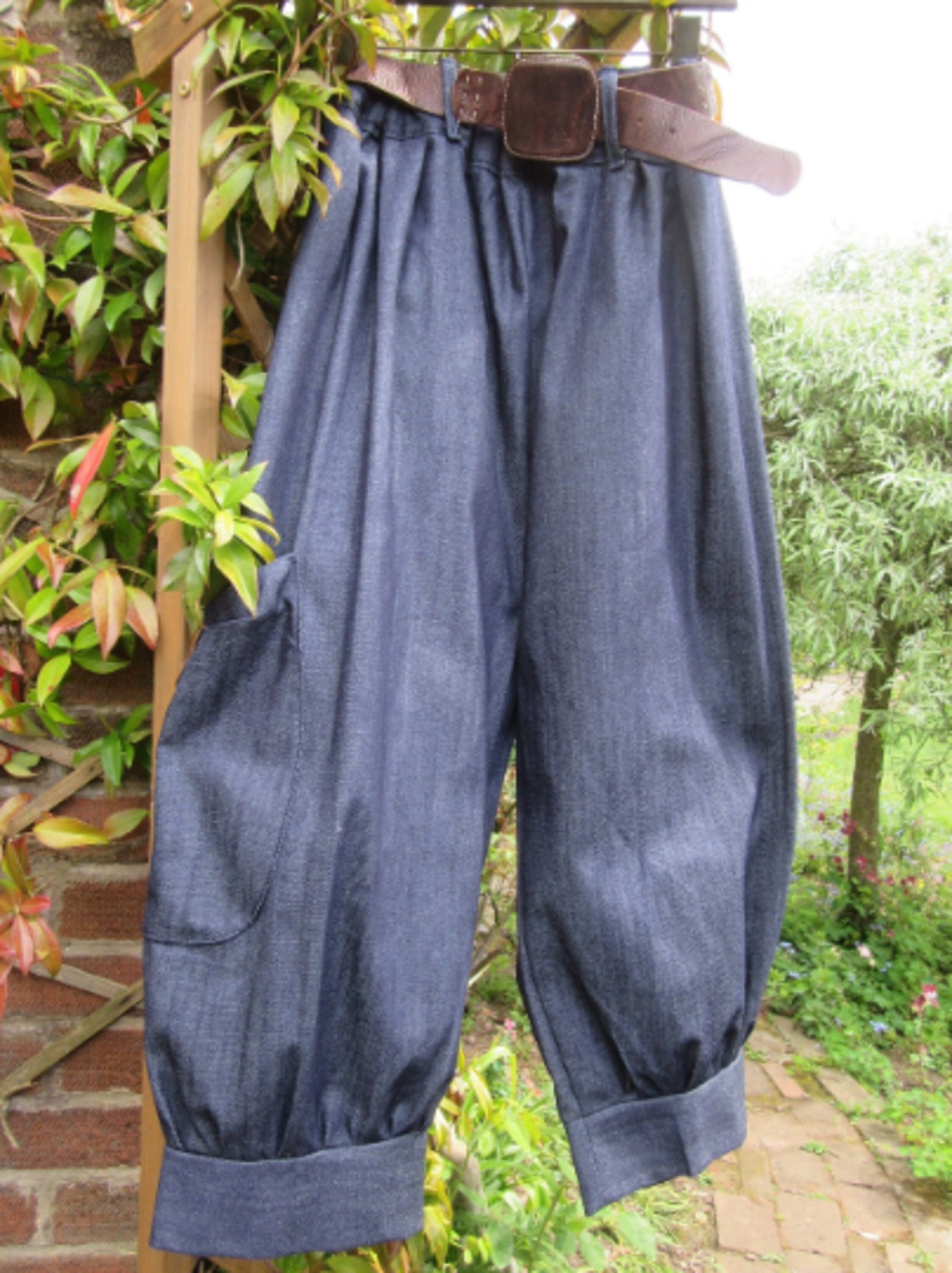 Baggy pantaloonsbloomers pants capris indigo cotton denim Etsy