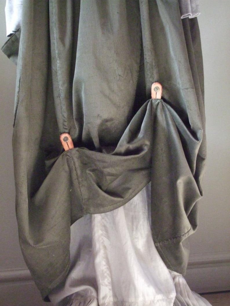 UK 1214 or US 1012 Lagenlook handmade quirky balloon shaped soft corduroy pinafore overalls,Large Pocket Real leather adjustable braces