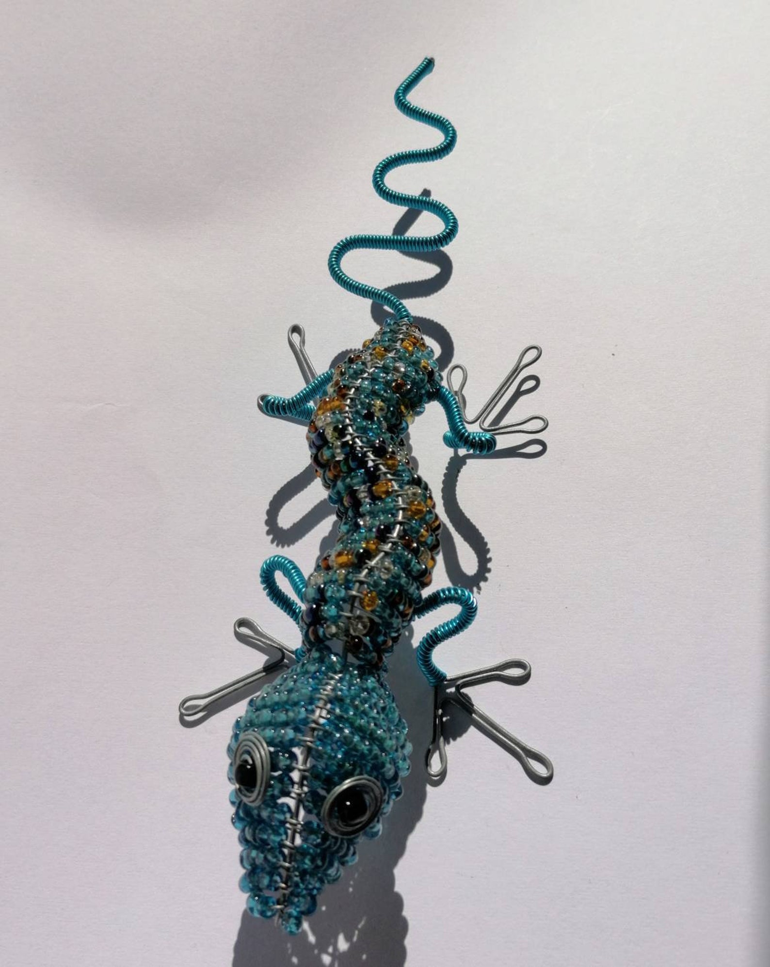 Bead and Wire Lizard Home Decor Etsy