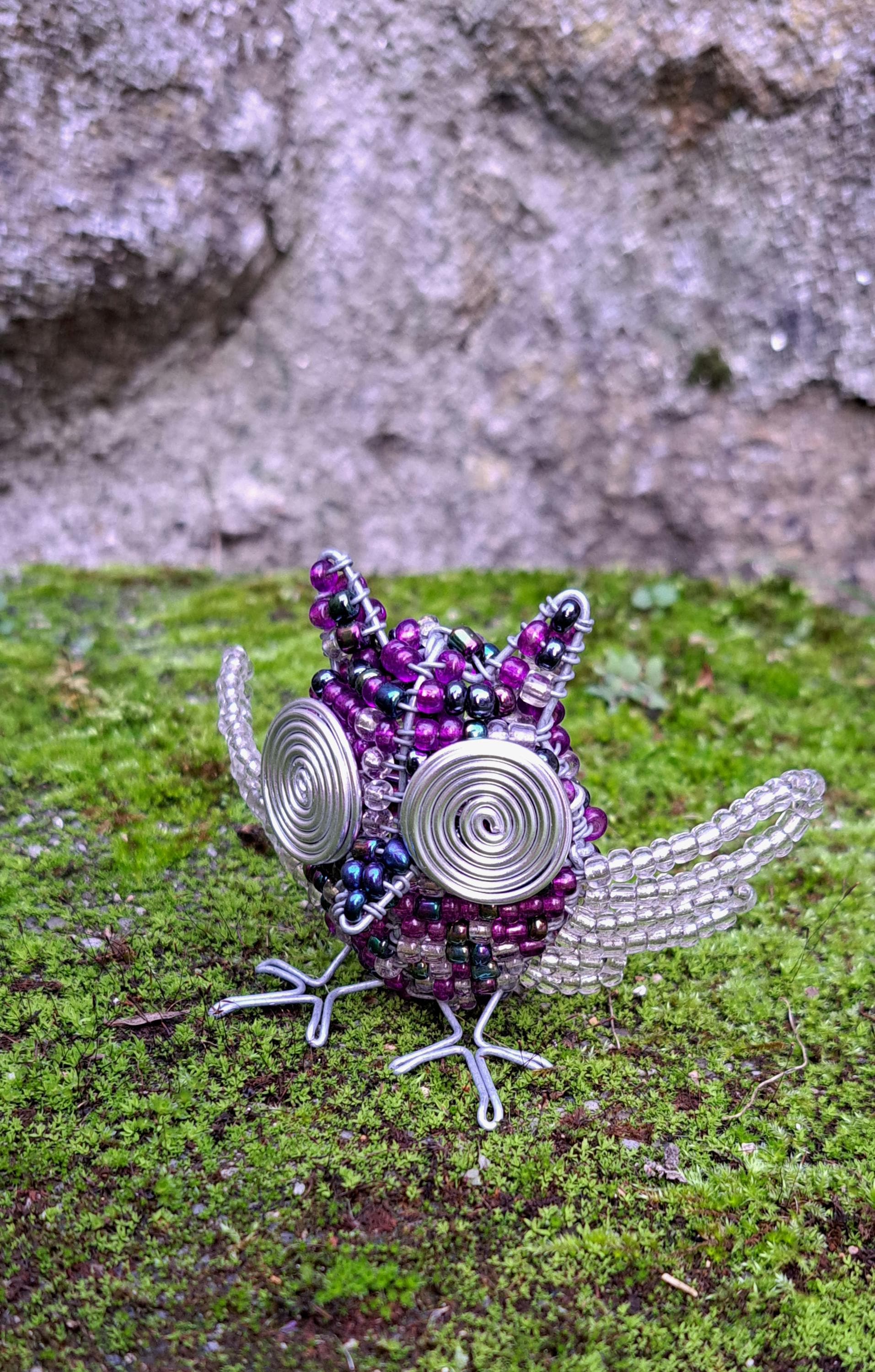 Beaded wire Owl sculpture | Home,garden decor.
