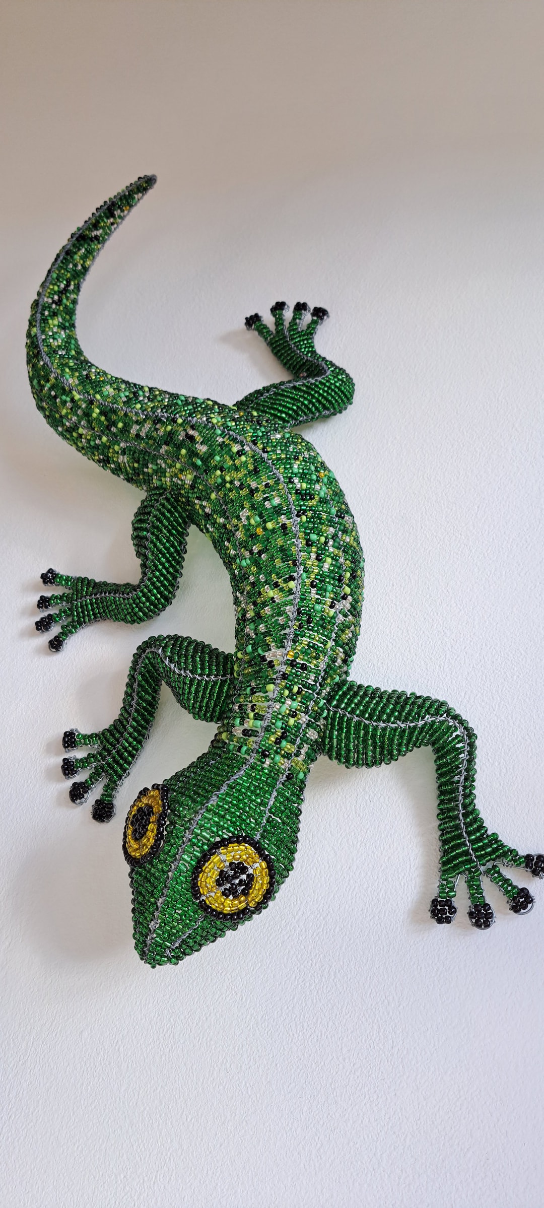 Handmade Beaded Wire Lizard Sculpture, Home Garden Decor - Etsy
