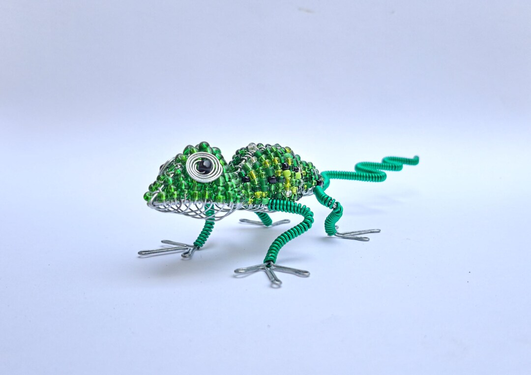 Beaded Wire Lizard Sculpture | Home/garden Decor. - Etsy