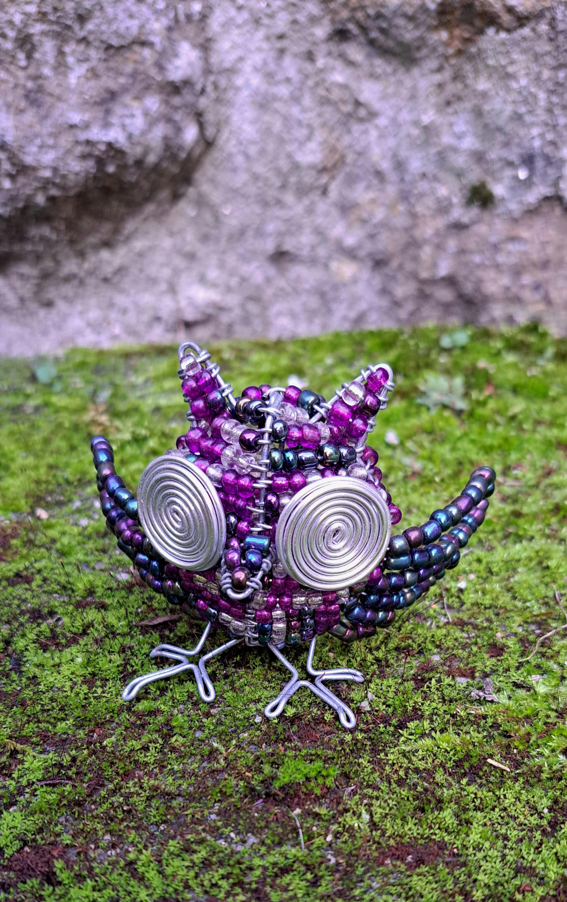 Beaded wire Owl sculpture | Home,garden decor.