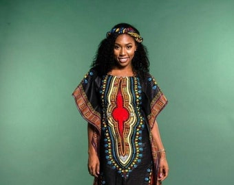 Black dashiki short kaftan