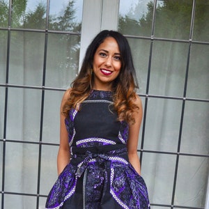 New Listing 50's style Bintu Dress in black and mauve hues.