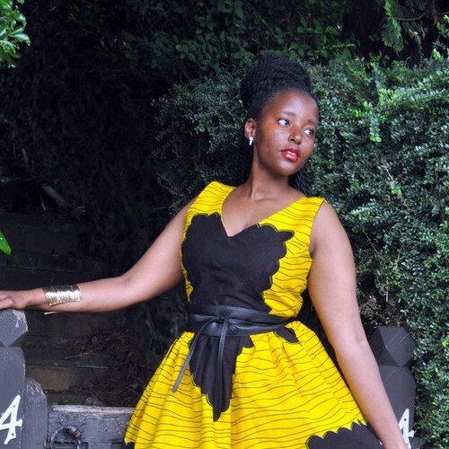 MUNA dress in African print.