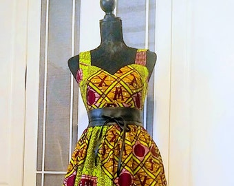 MONA African print 50's inspired vintage green.