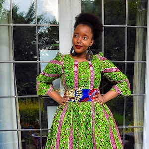 African print bell sleeve dress
