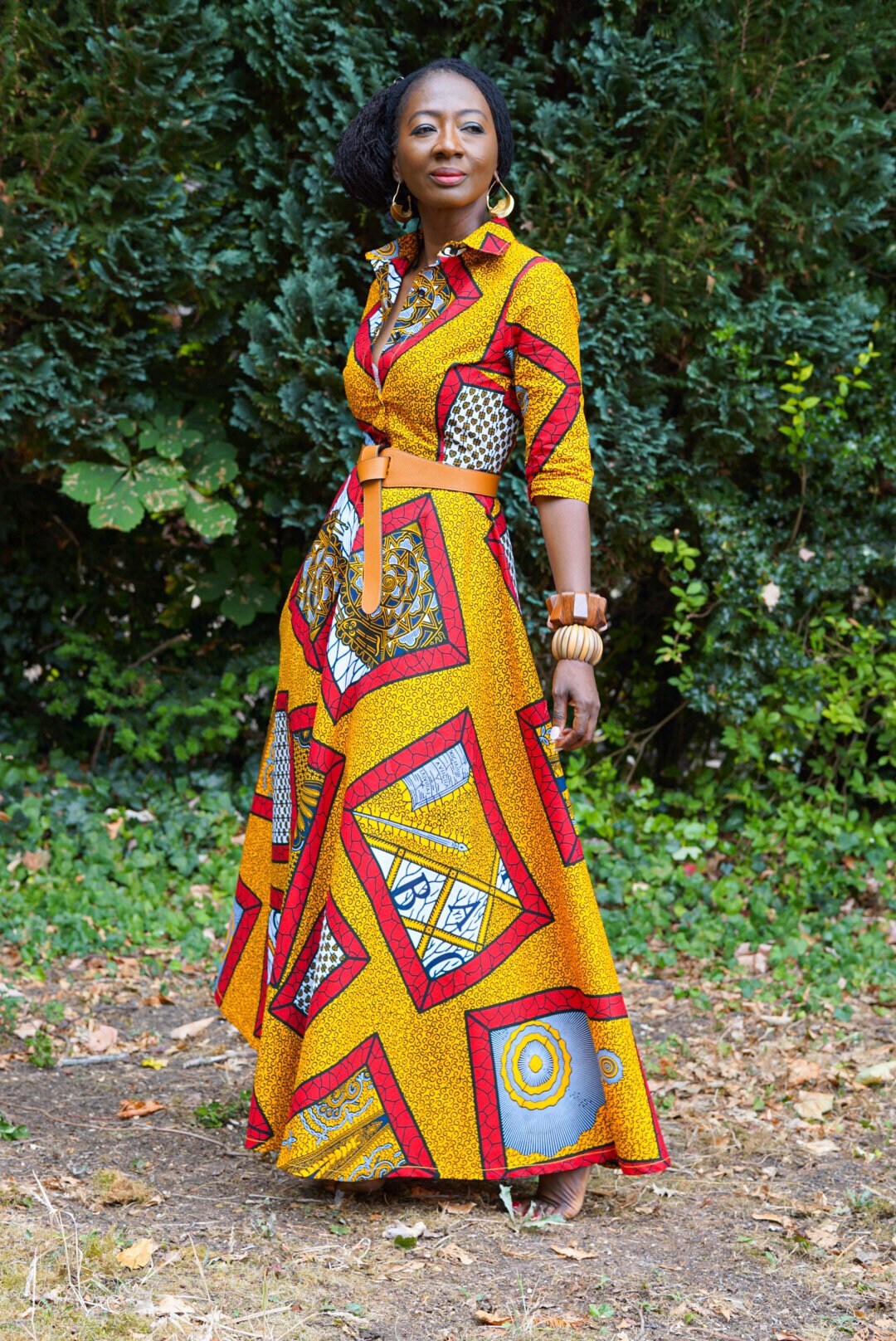 KASI Classic Maxi Shirt Dress in Orange. - Etsy