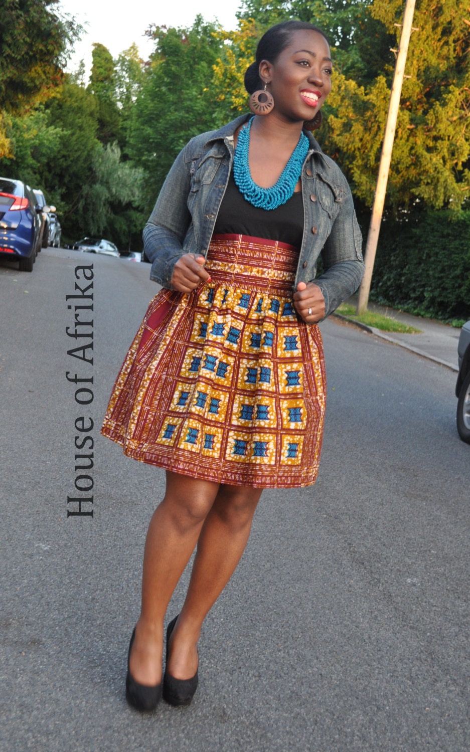 African Print Full Skirt - Etsy