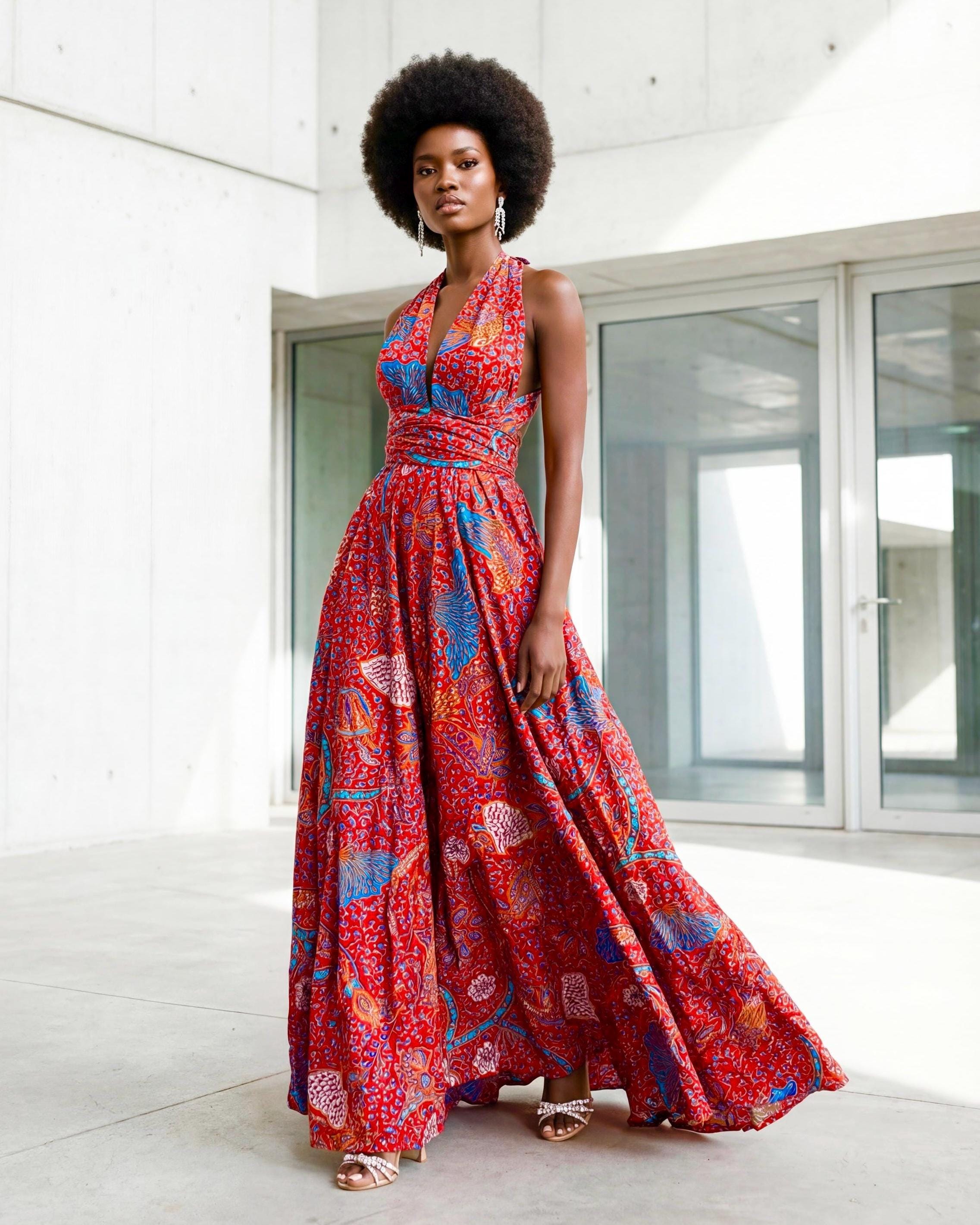 african beach dress Print Dresses - Etsy Scoop Neck Dress Silk mid-length dress Sandro Size:Pre-order Size 5T-6 Ankara gown