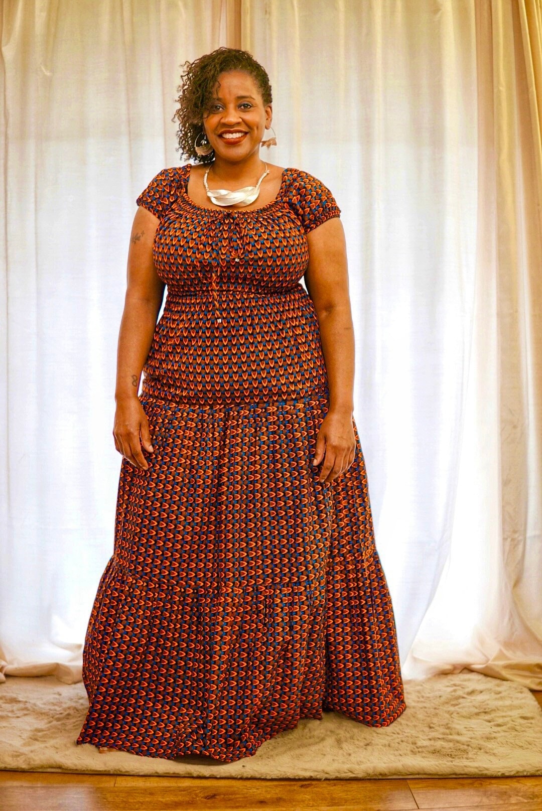 Afro Bohemian Peasant Inspired African Print Maxi Dress. Etsy Canada