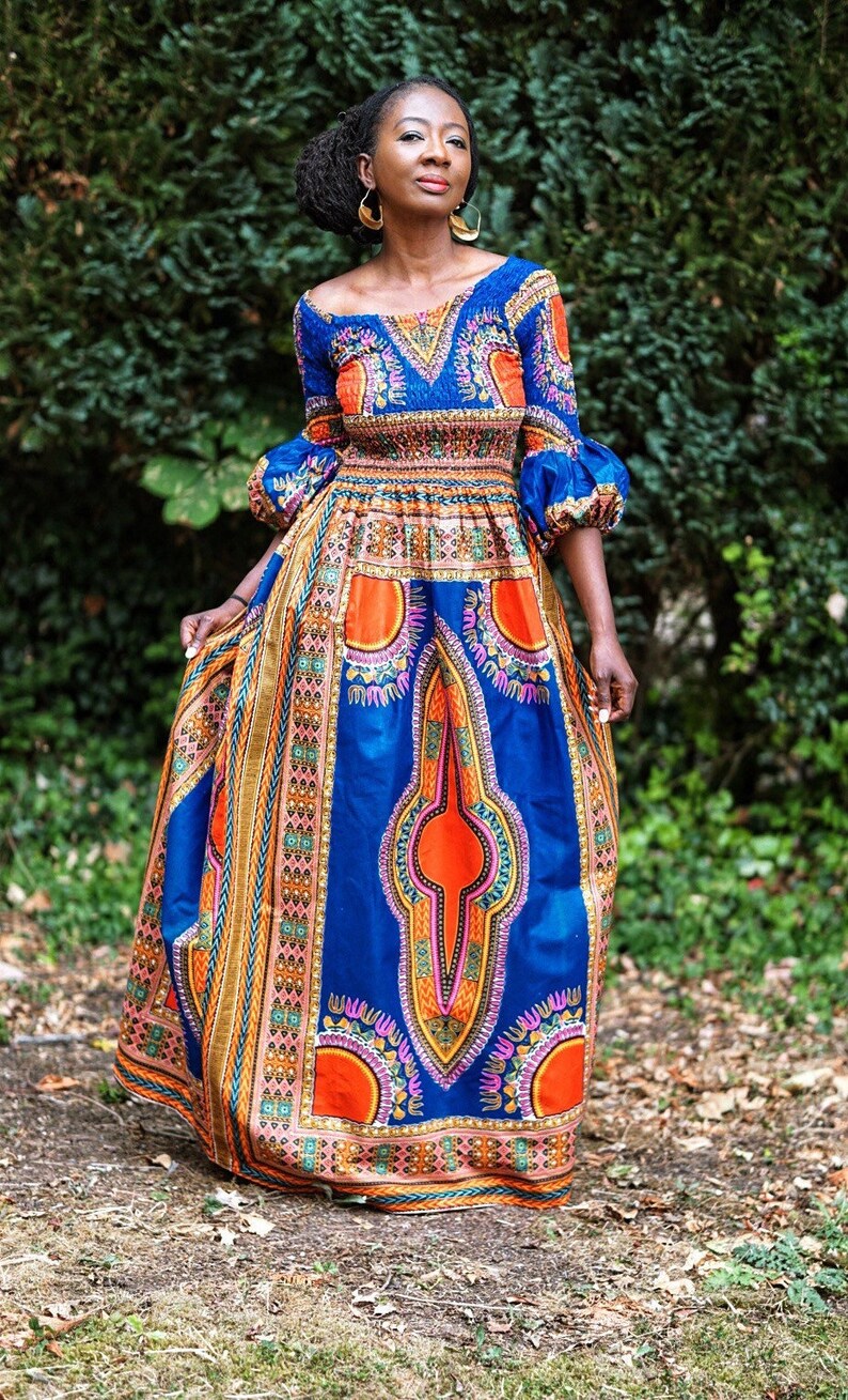 JENDA Dashiki Dress in Blue - Etsy