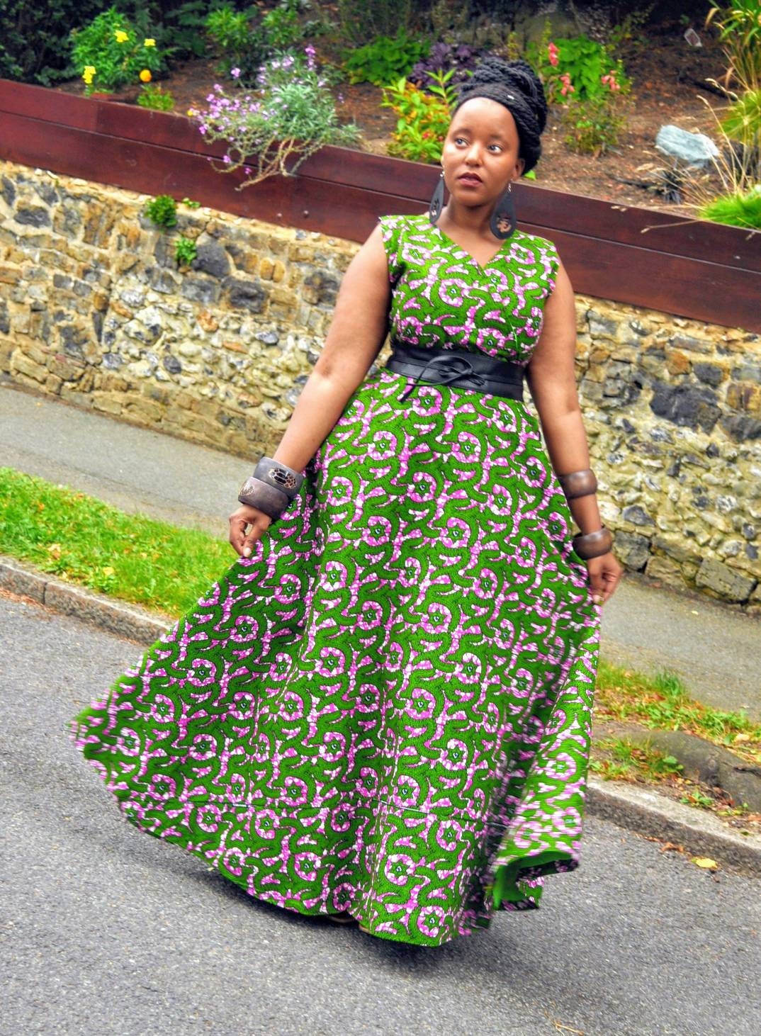 ASNAT Dress Fit and Flare African Print 