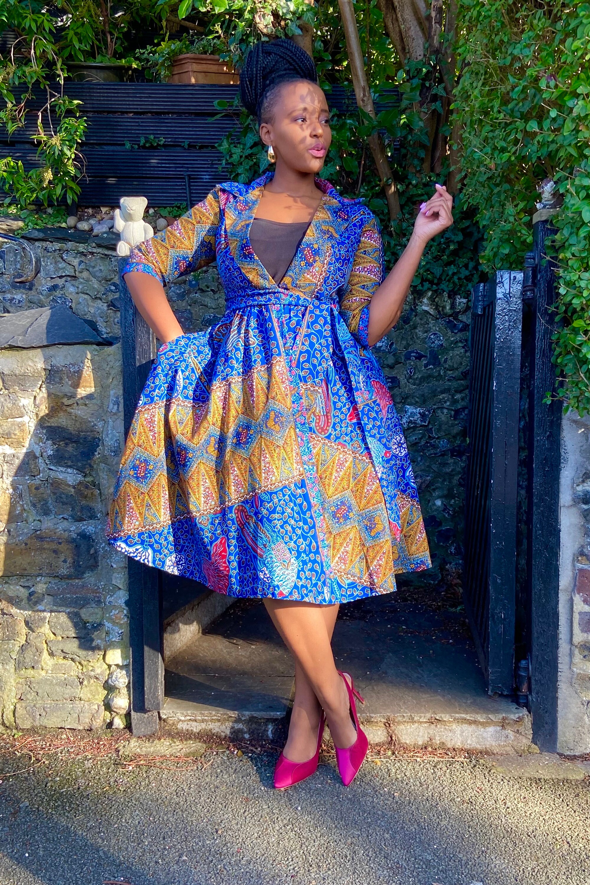 KAYLA Coat Dress in Blue and Mustard Hues. - Etsy