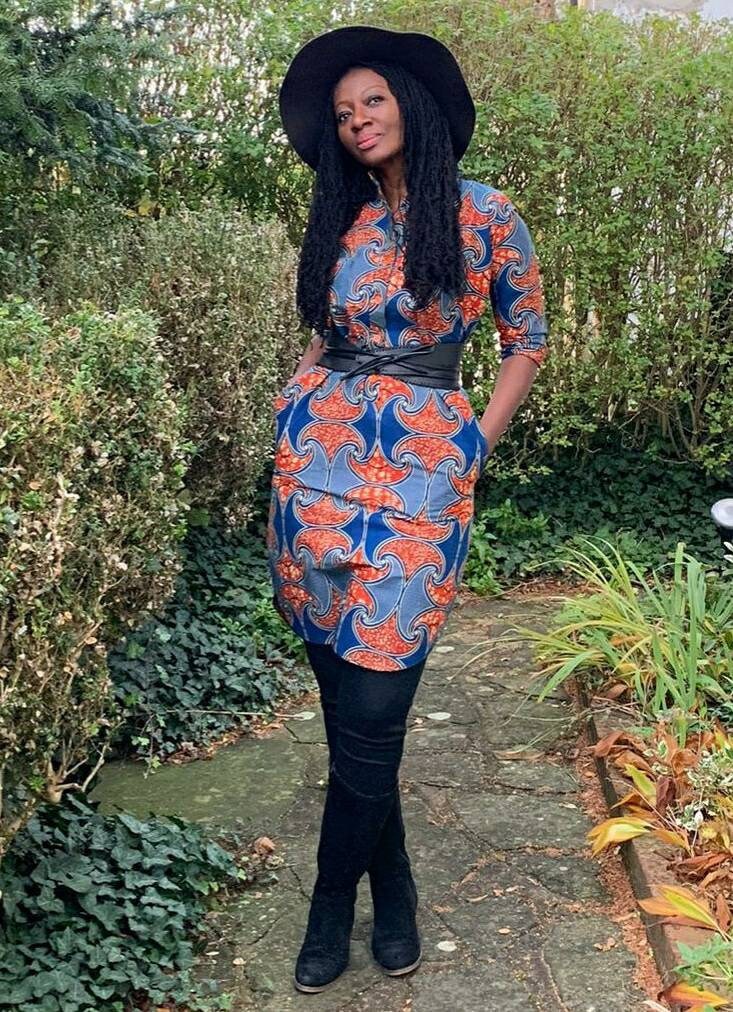 Image of African Print Shirt Dress With A Dipped Hem Back