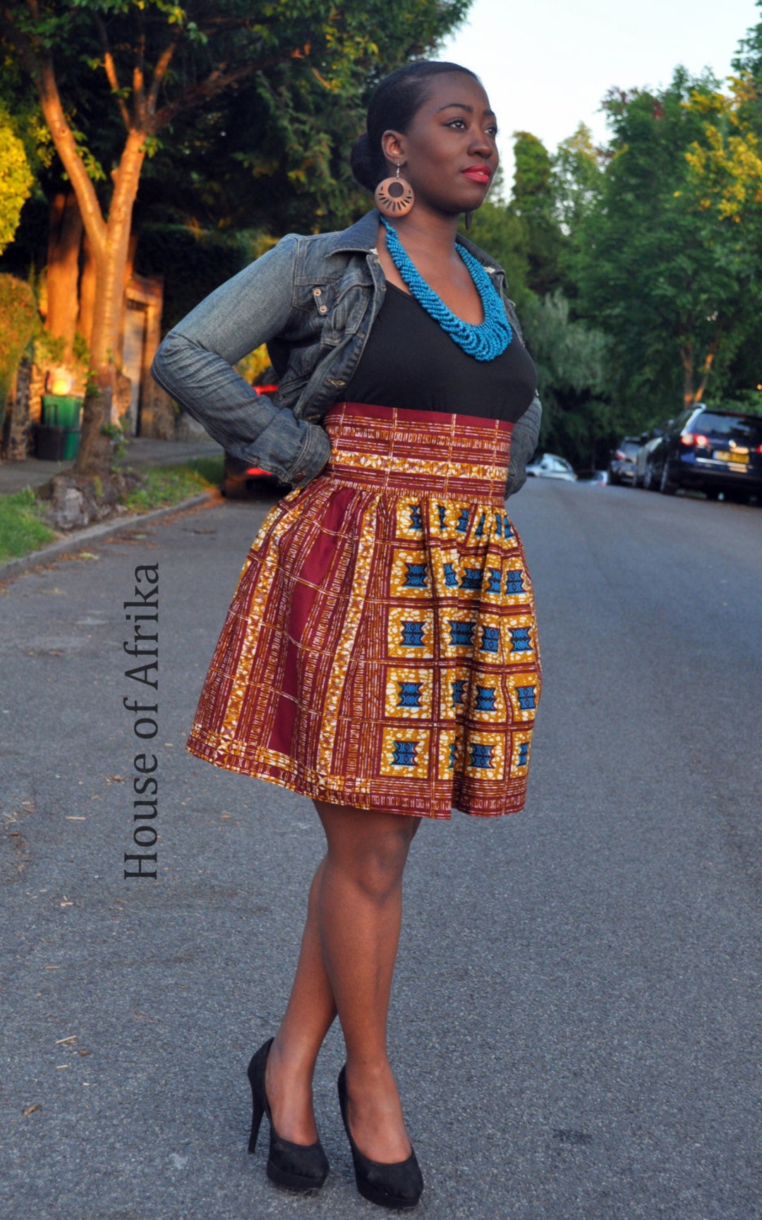 African Print Full Skirt - Etsy